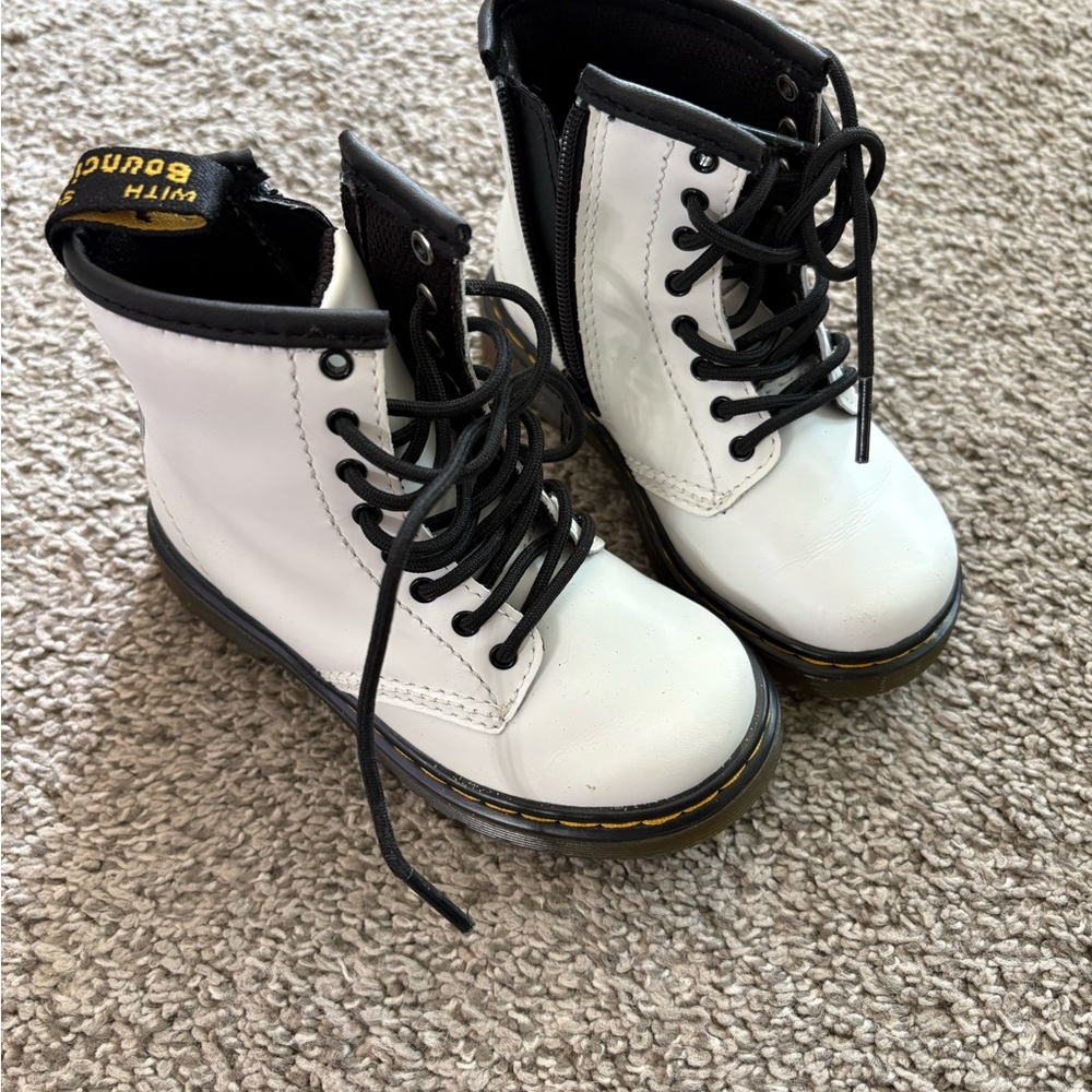 Dr. Martens White and Black Leather Boots
